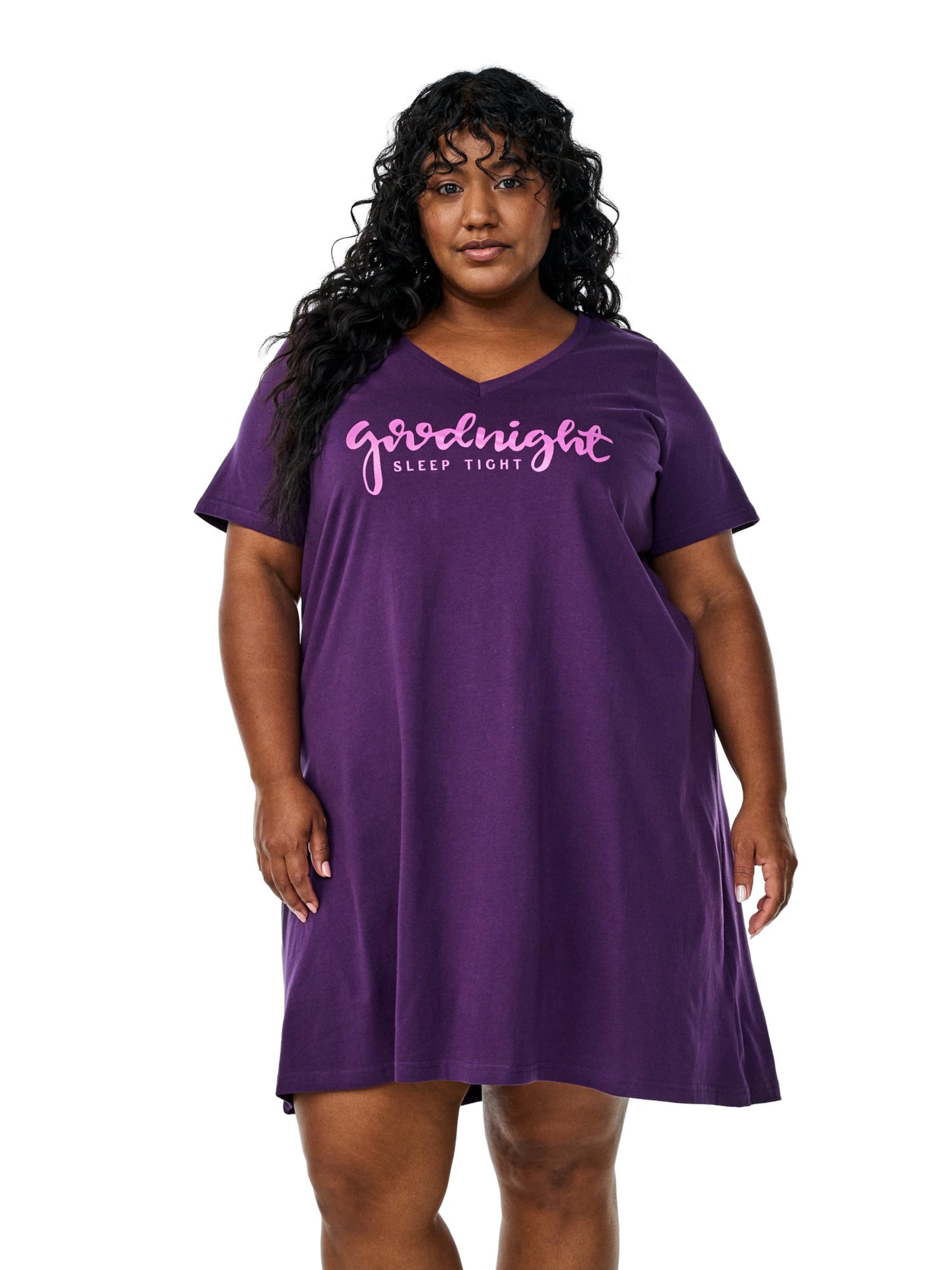 Zizzi Ночная рубашка 'Malba' в Лиловый: спереди