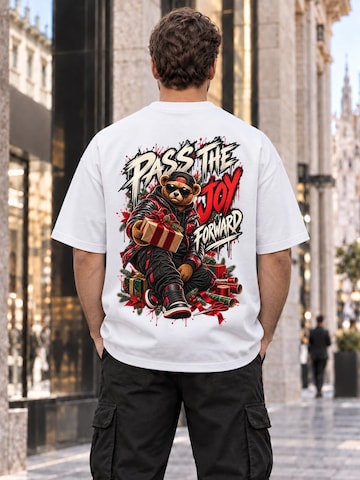 LUNØIR Studio Shirt 'BOSS Christmas Gift of Joy'‌‌‌‌‌ in Weiß