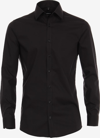 VENTI Slim fit Business Shirt in Black: front