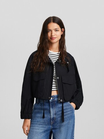 Bershka Between-Season Jacket in Black: front