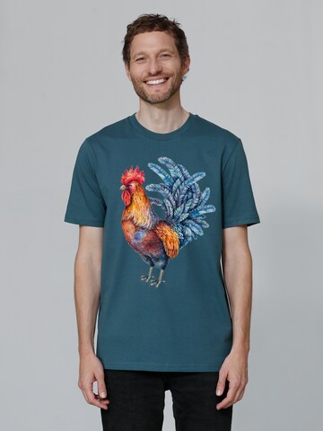 Watapparel Shirt 'Grimmiger Gockel' in Blue: front