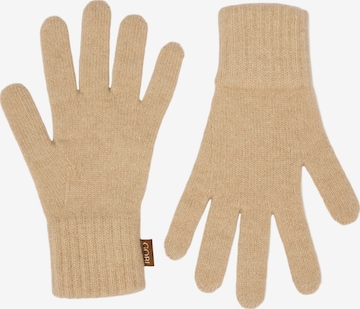 GOBI Cashmere Fingervantar 'Essential Knit Cashmere Gloves' i beige: framsida