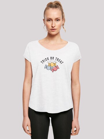 T-shirt 'Trick Or Treat Halloween' F4NT4STIC en blanc : devant