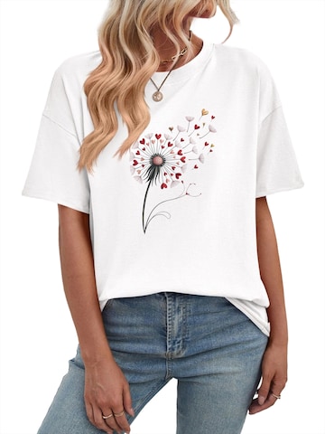 GORHEY Shirt 'Women's Summer Short-Sleeve Shirt with Dandelion Print Tees'‌‌‌‌‌‌ in Weiß: Vorderseite