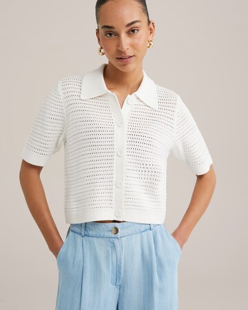 WE Fashion Knit cardigan in White: front