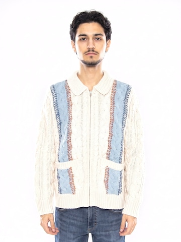 Obey Sweater 'Ezra Zip Up Cardigan White' in White: front