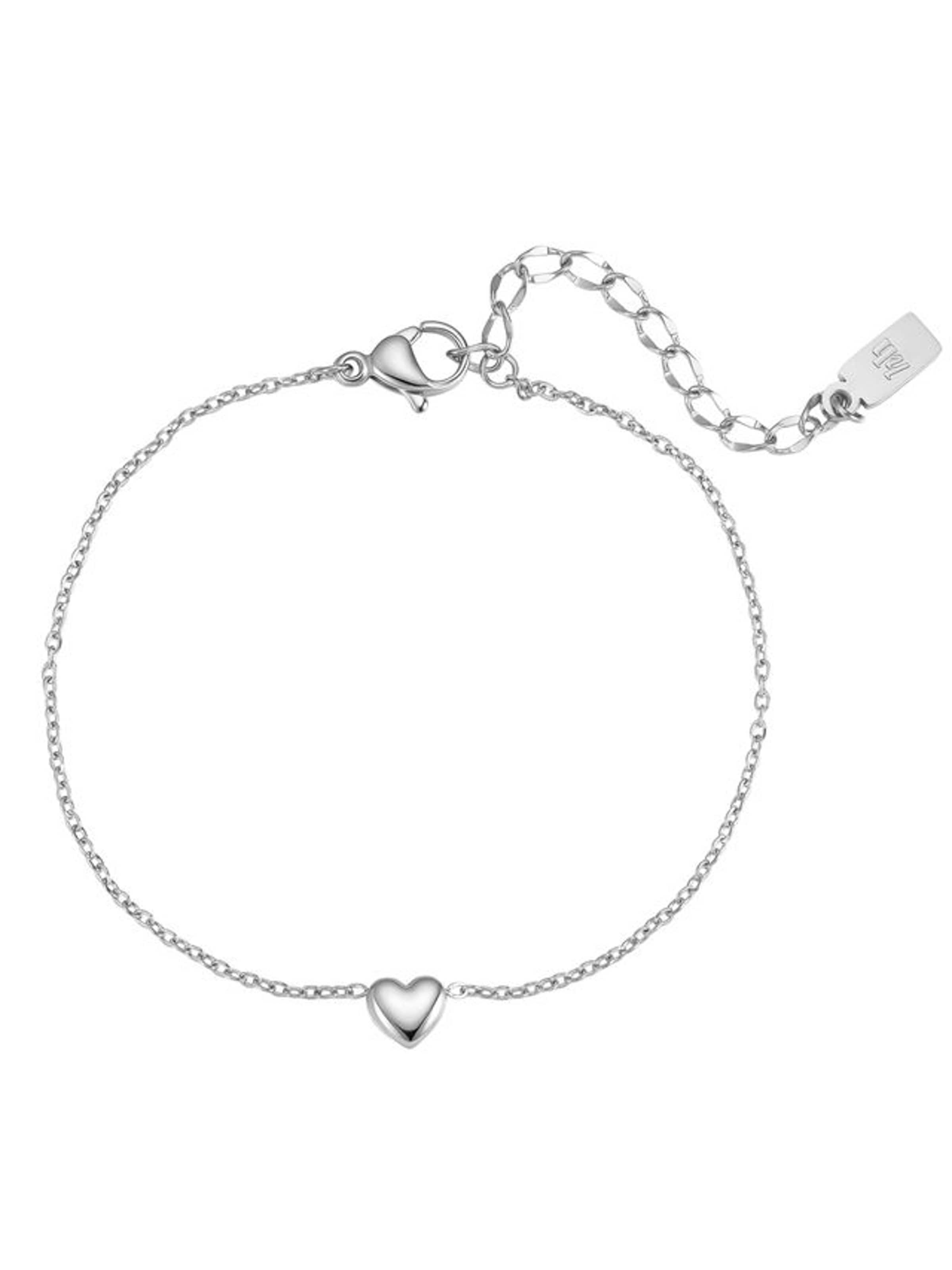 Braccialetto 'Bold Heart' di Hey Happiness in argento: frontale