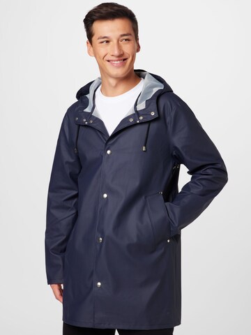 Stutterheim Between-Seasons Coat 'Stockholm' in Blue: front