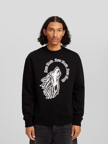 Bershka Sweatshirt in Black: front