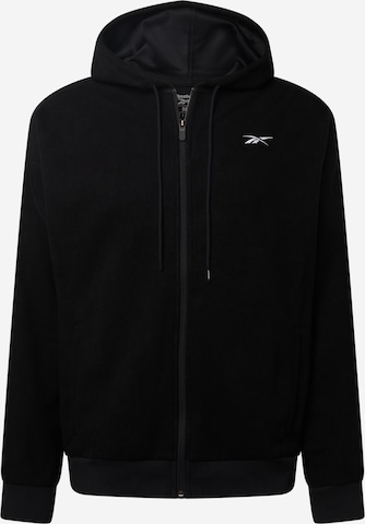 Reebok Sport Athletic Zip-Up Hoodie in Black: front