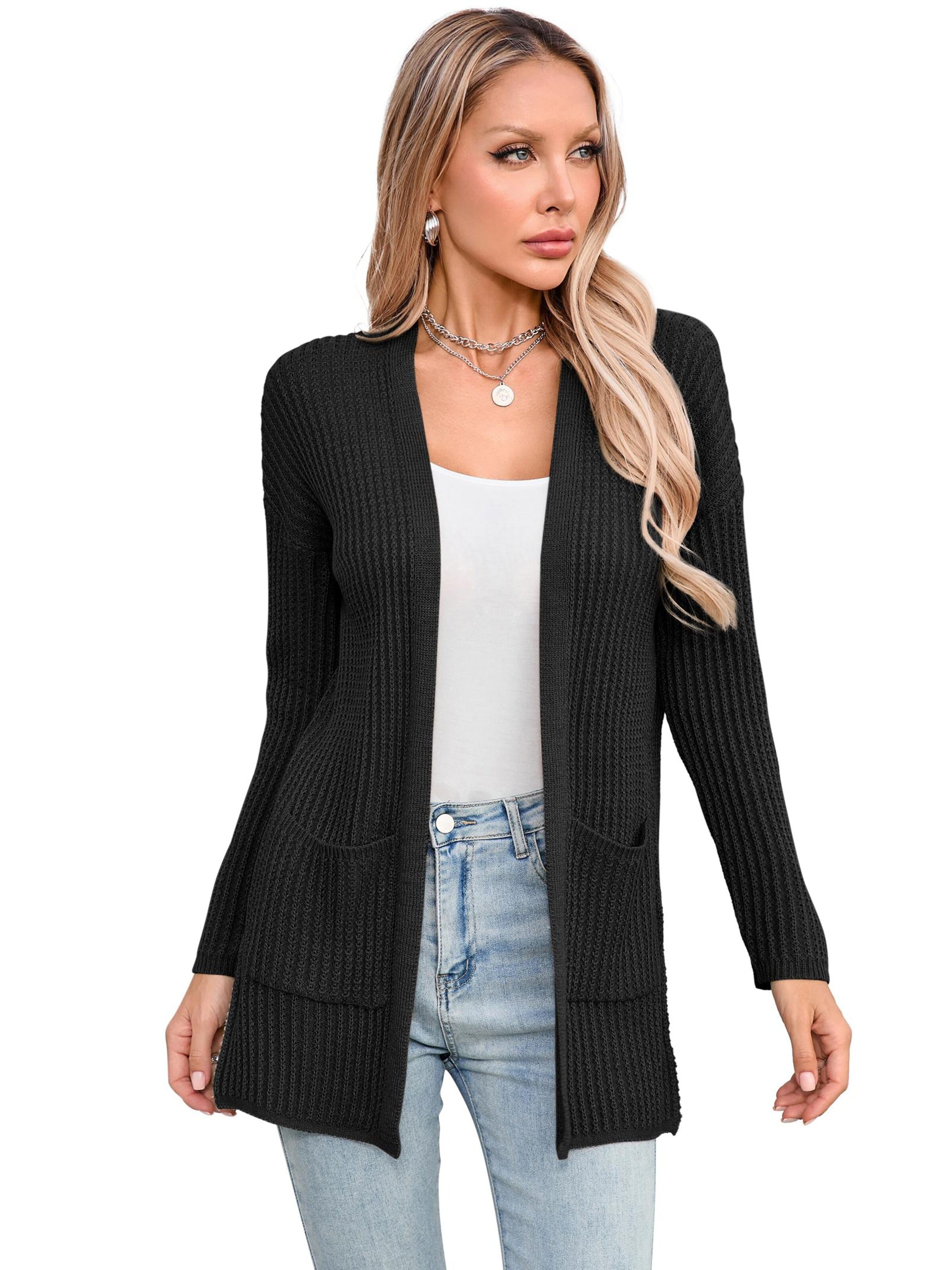 Yesfashion Kardigan w kolorze czarny: przód