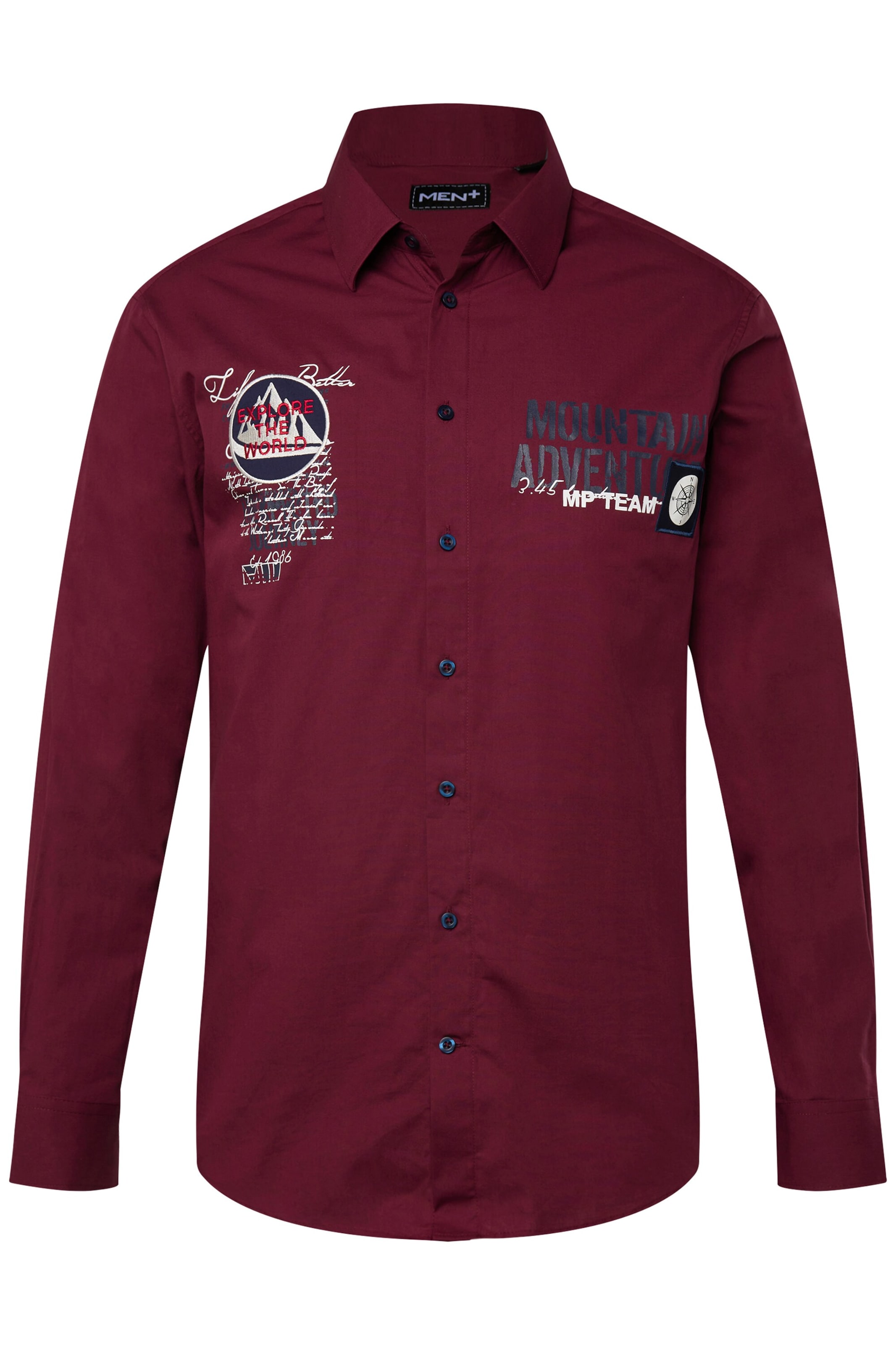 Men Plus Comfort fit Overhemd in Rood: voorkant