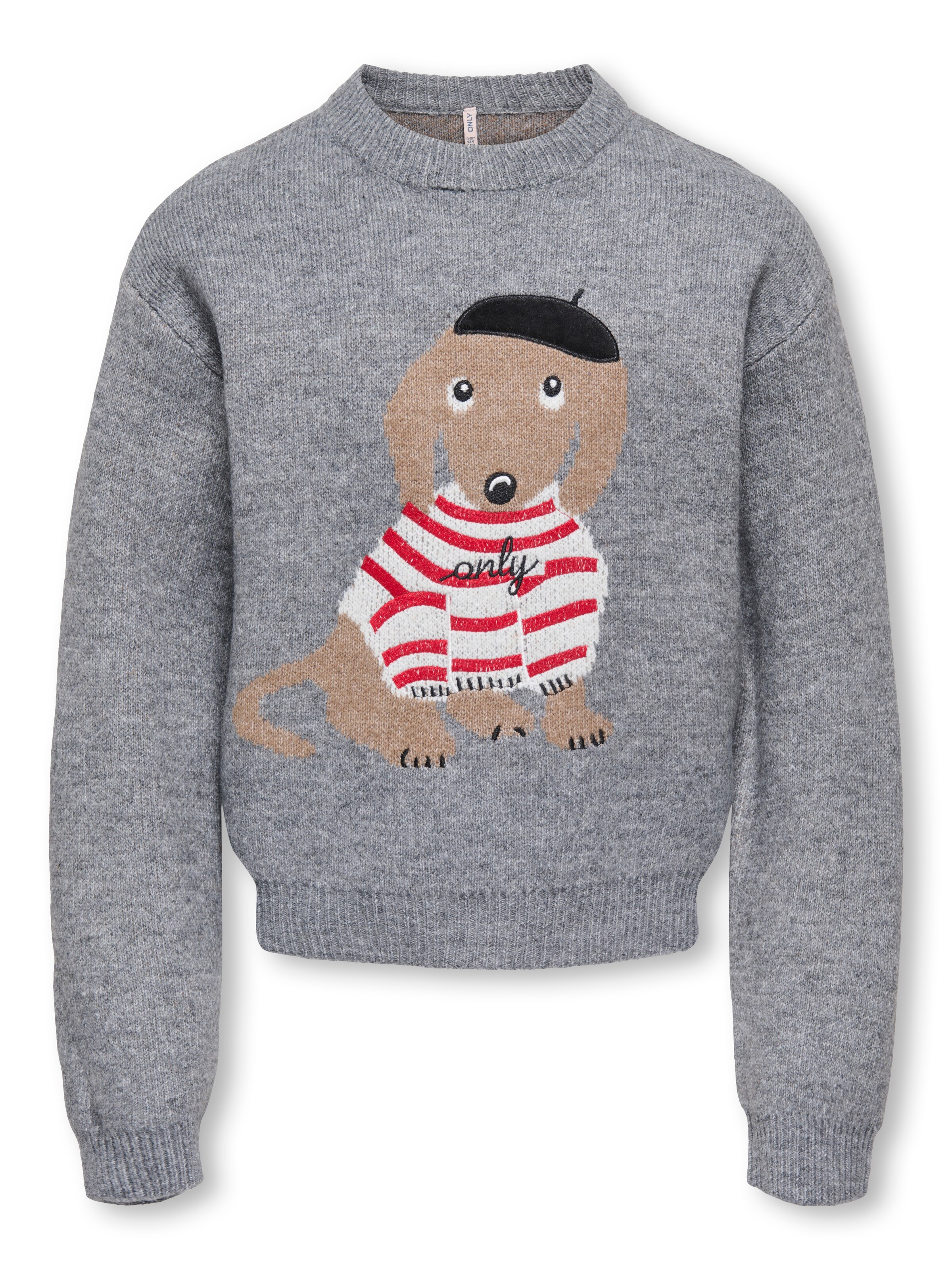ONLY GIRLS Sweater in 122-128 in Light brown / Mottled grey / Red / Off white, Item view