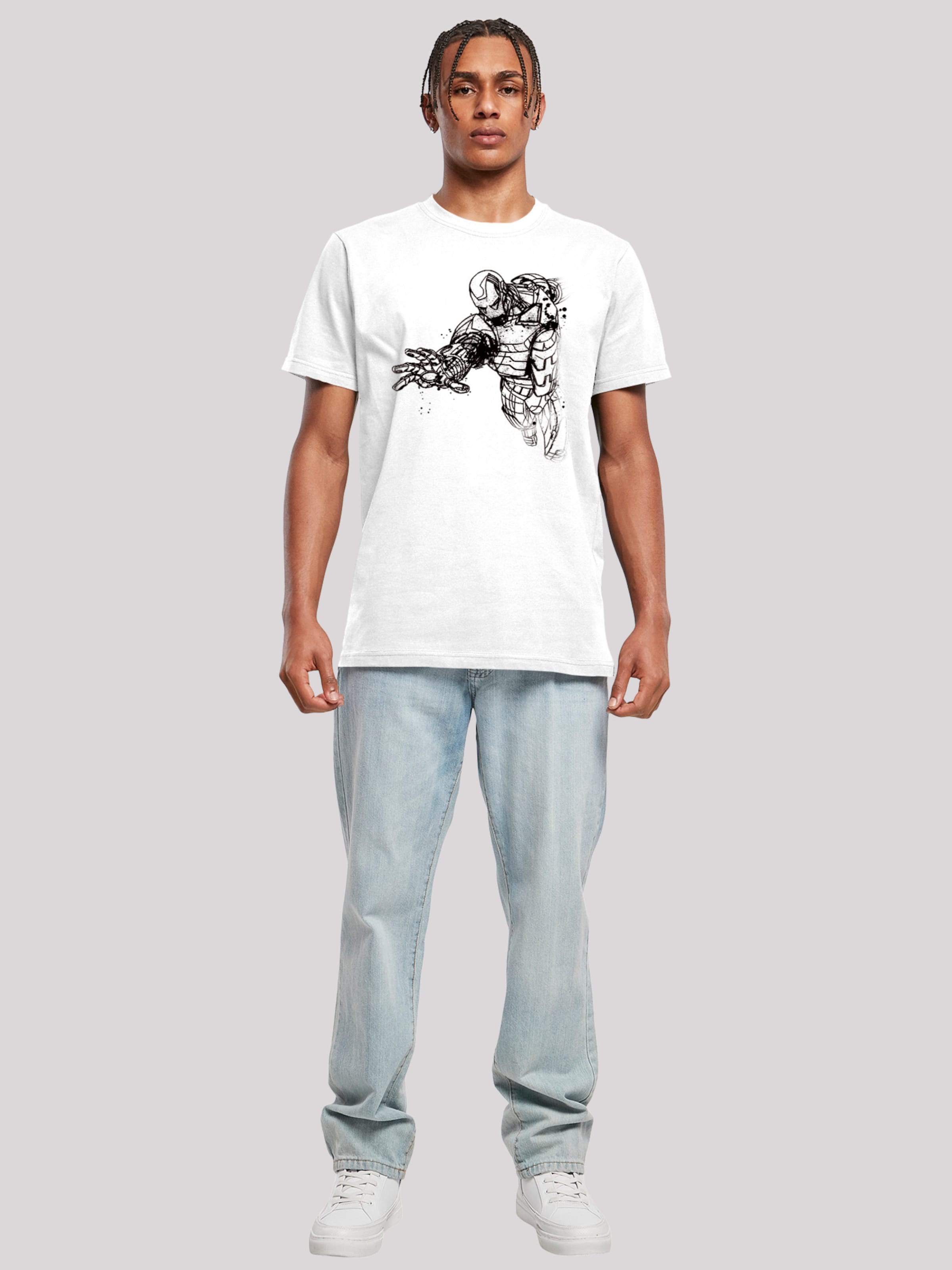 Männer Große Größen F4NT4STIC T-Shirt 'Iron Man' in Weiß - GI36133