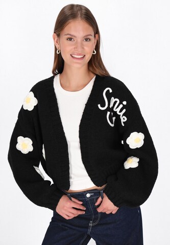 Cardigan swirly en noir : devant