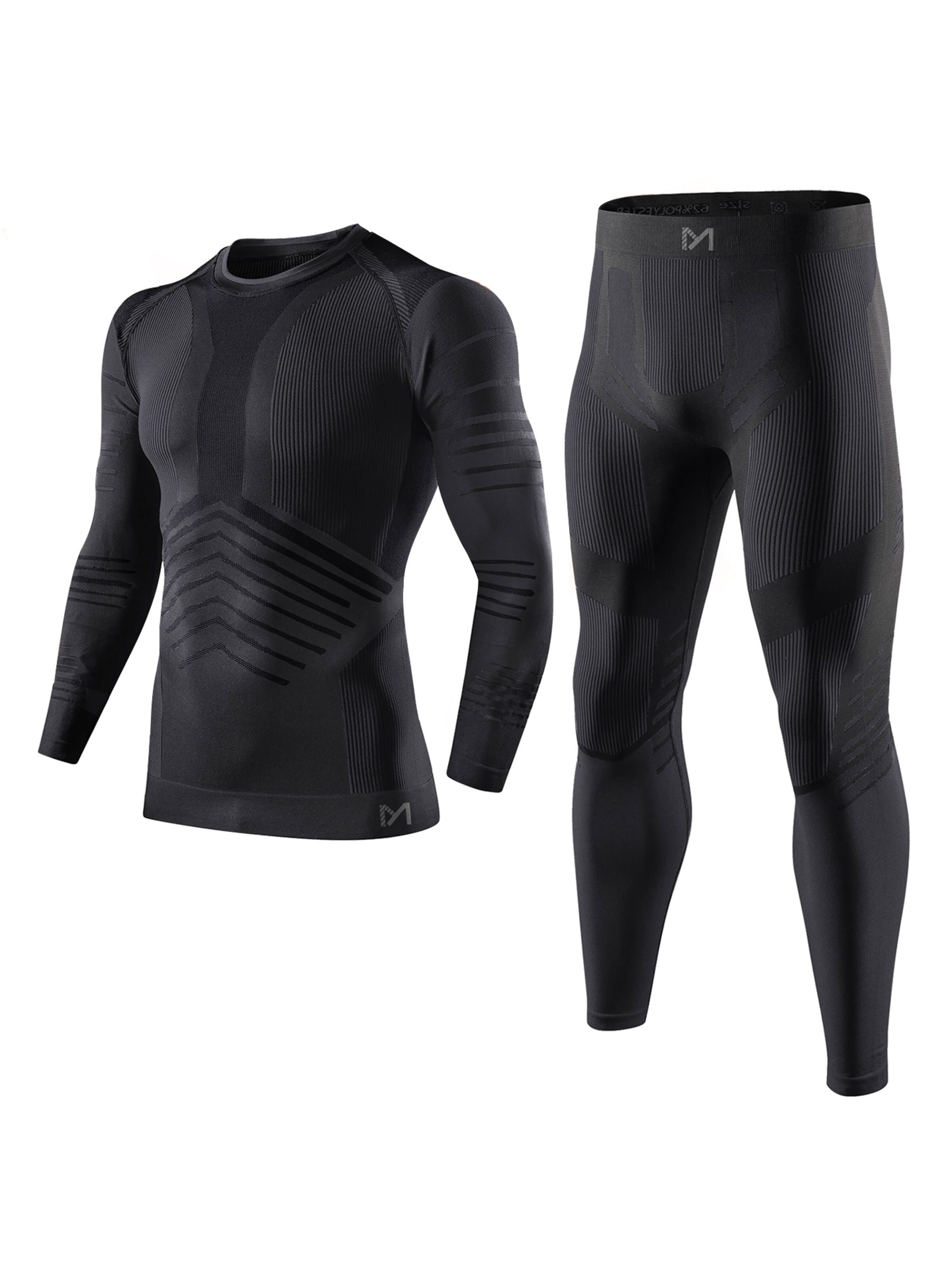 MEETWEE Base Layer 'Seamless Thermal Underwear' in Schwarz: Vorderseite