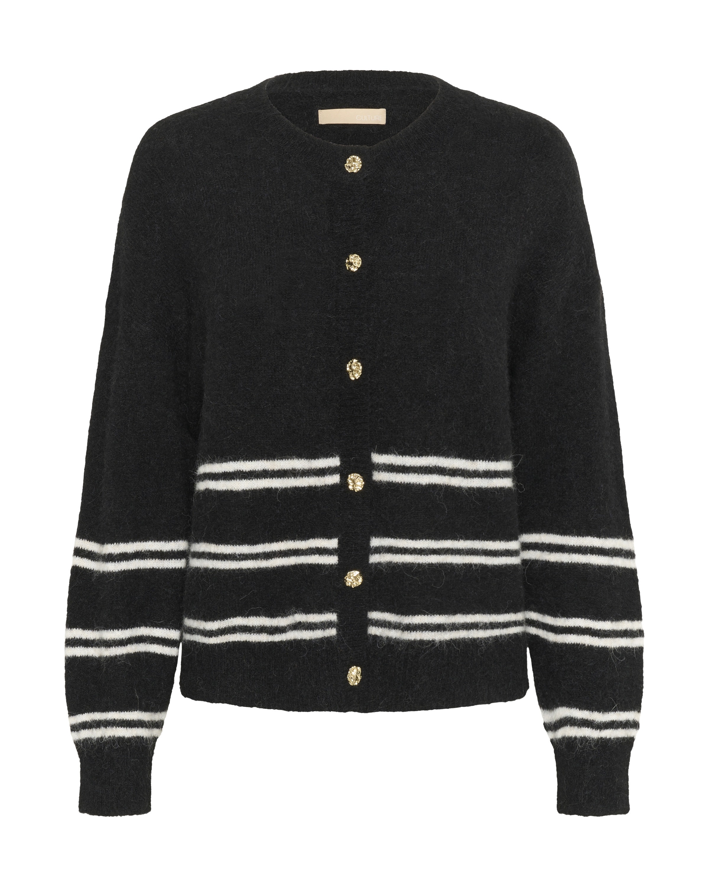 CULTURE Gebreid vest 'Bernie Cacheia' in de kleur Zwart / Wolwit, Productweergave