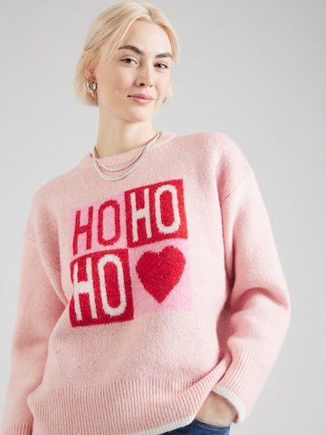 River Island Пуловер 'HO HO HO' в розово