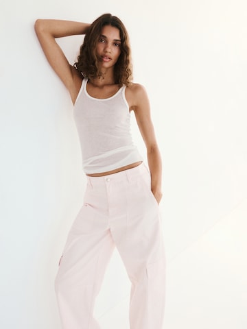 MANGO - Barrel Pantalón vaquero cargo 'PAPAYA' en rosa