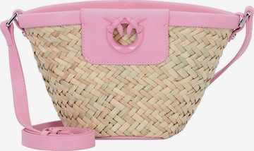 PINKO Handtas 'Love Summer Bucket Rafia + Vitello Seta' in Roze: voorkant
