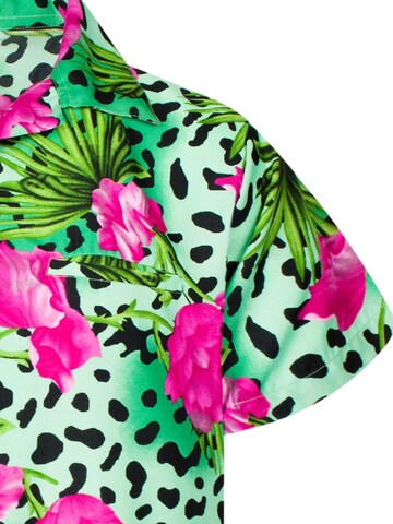 King Kameha Shirt 'Leopard Flowers' in Grün