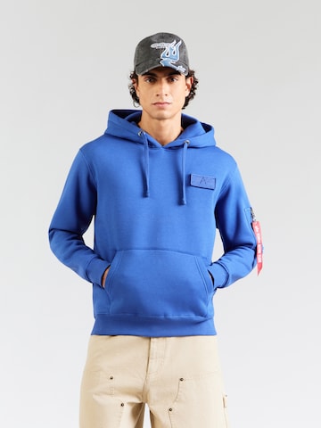 ALPHA INDUSTRIES Regularny krój Bluzka sportowa 'Red Stripe' w kolorze niebieski: przód