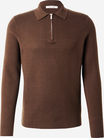 Only & Sons Свитер 'ONSCOOPER' в Коричневый: спереди