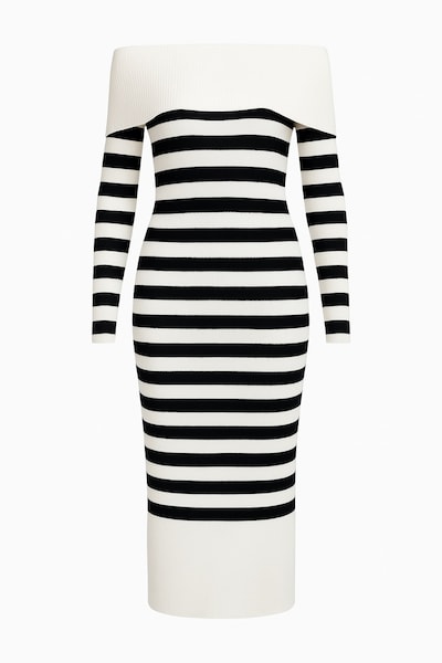 WOMAN VISION Robes en maille en noir / blanc, Vue avec produit