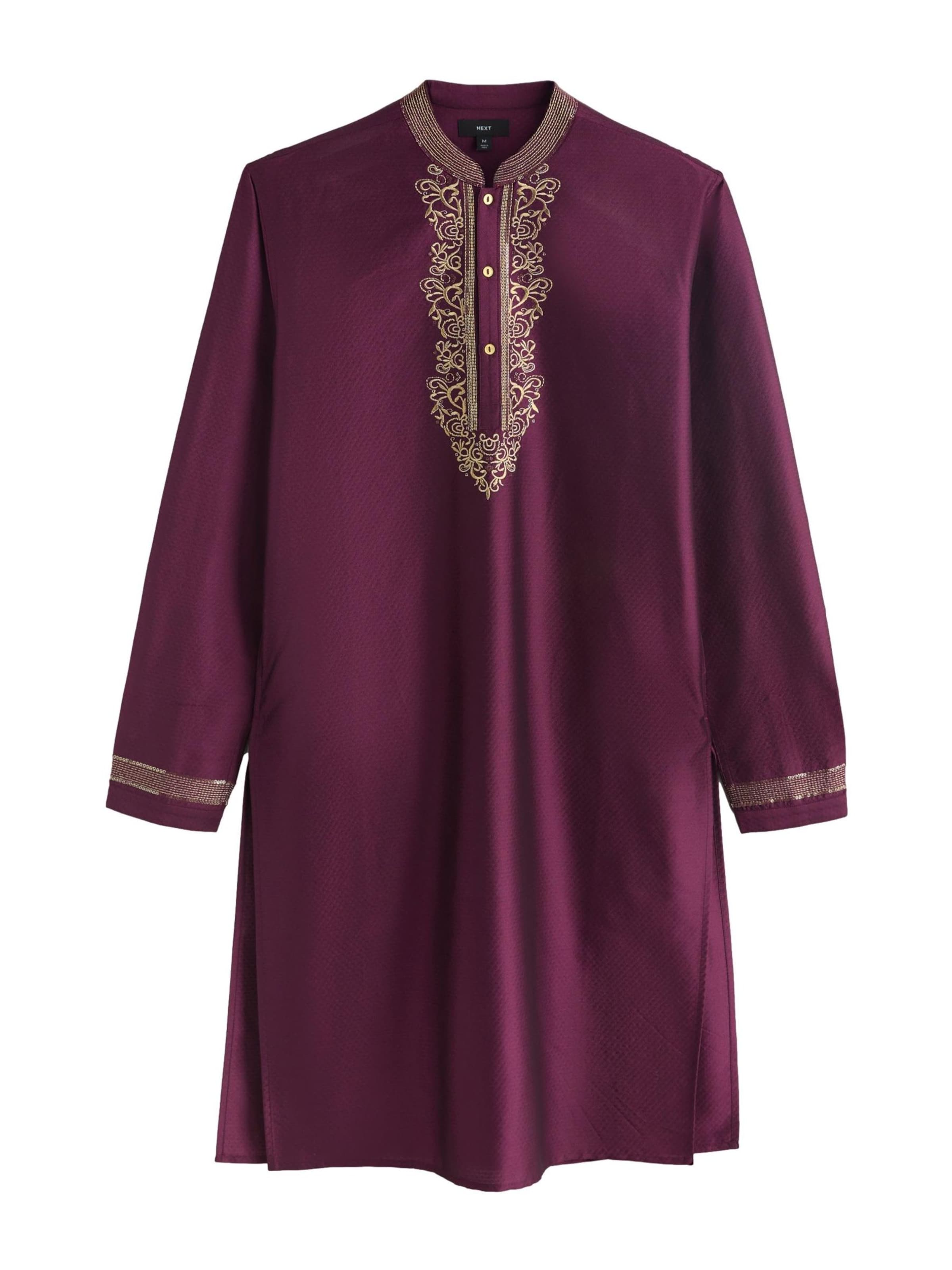 Next Regular fit Klederdracht overhemd 'Kurta' in Lila: voorkant