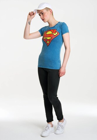 LOGOSHIRT Shirt 'Superman' in Blauw