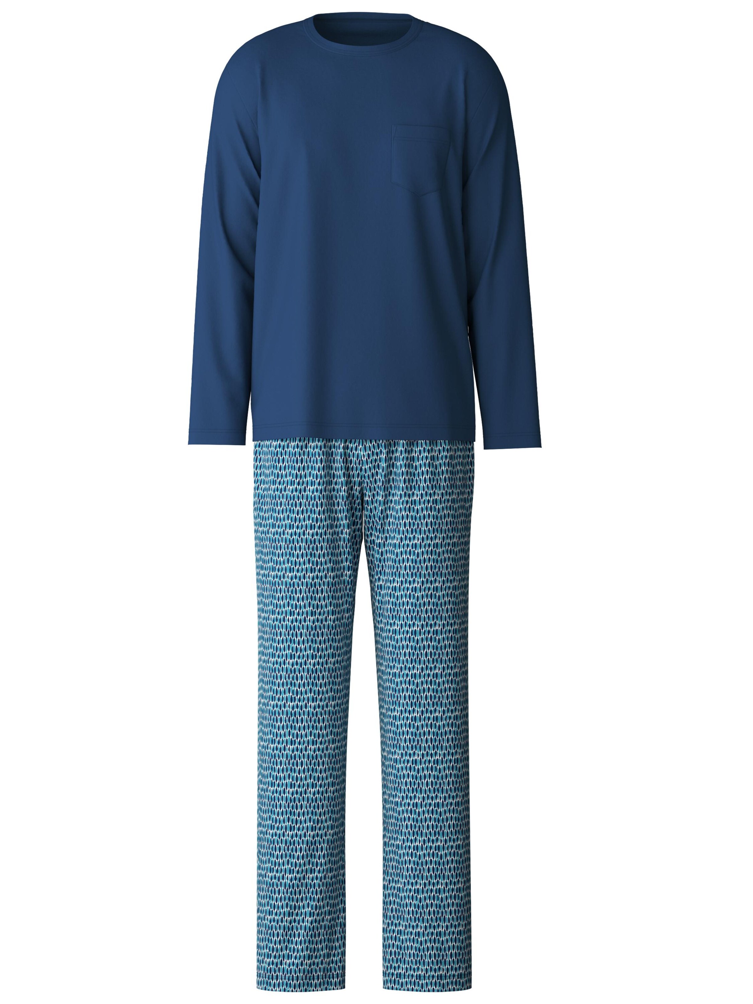 CALIDA Pyjama lang 'Relax Imprint'‌‌‌‌‌‌‌ in Blau: Vorderseite