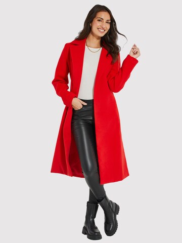 Threadbare Wintermantel 'THB Decaf Collar Belted Formal Coat' in Rood