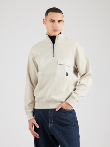 BOSS Orange Sweatshirt 'Ze_Nylonhem' in Beige: Vorderseite