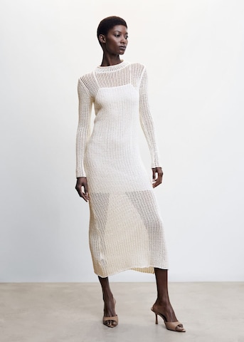 MANGO Gebreide jurk 'basket' in Wit
