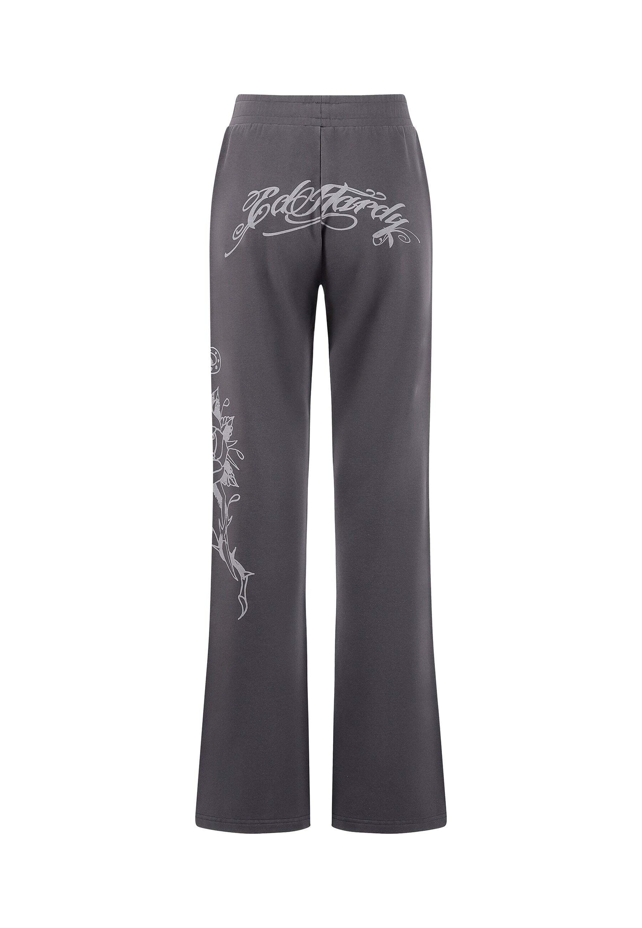 Ed Hardy Zvonový Sportovní kalhoty 'Love Is Mystery' – šedá
