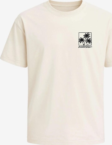 Neverless Shirt 'Palmen Badge' in Beige: front