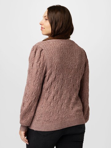 ONLY Carmakoma Knit cardigan 'FIA KATIA' in Brown