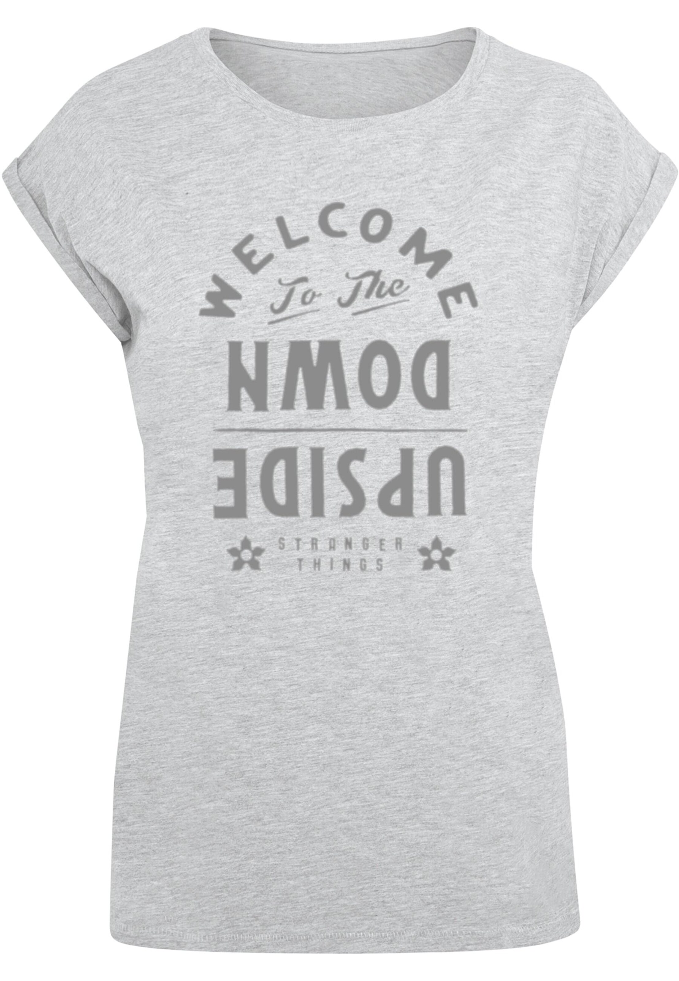 ABSOLUTE CULT Shirt 'Stranger Things - Welcome To Upside Down' in Grijs: voorkant
