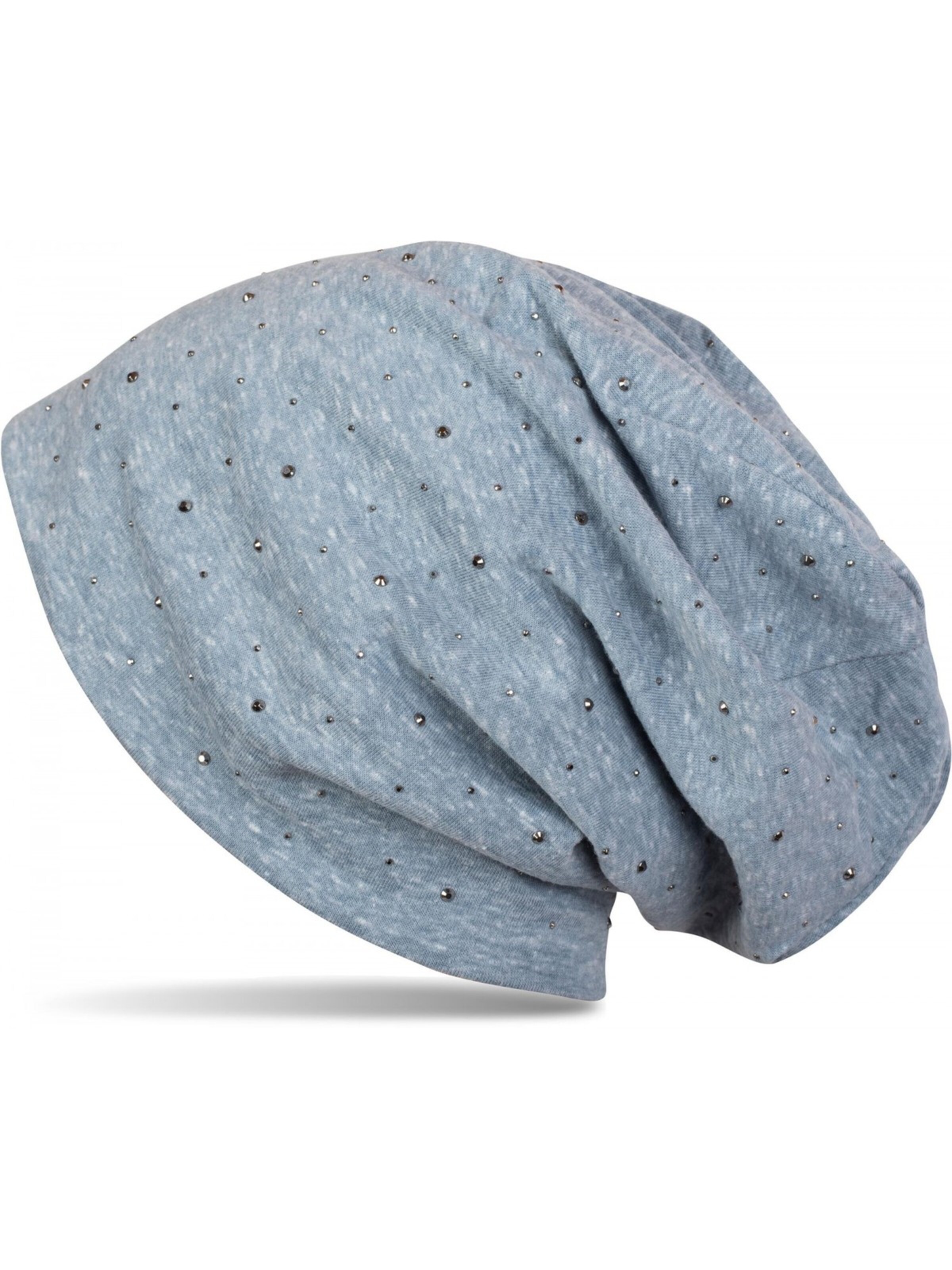 styleBREAKER Beanie 'Beanie mit Strass Nieten Applikation' in Blue: front