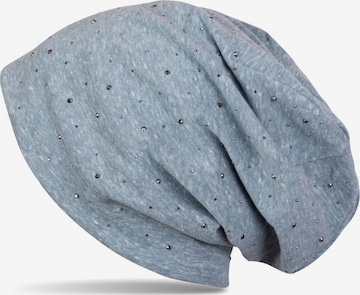 styleBREAKER Mütze 'Beanie mit Strass Nieten Applikation' in Blau: Vorderseite