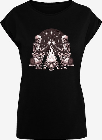 F4NT4STIC T-Shirt 'Skeletons Campfire Mashmallow' in Schwarz: Vorderseite