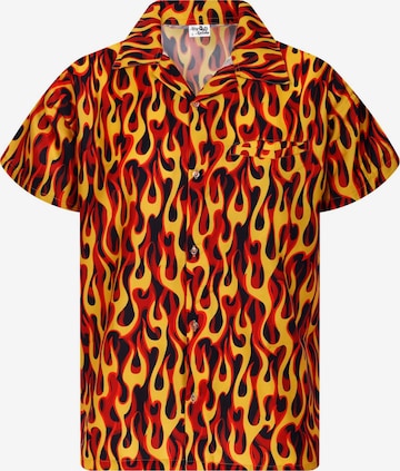 King Kameha Shirt 'Flames Allover' in Yellow: front