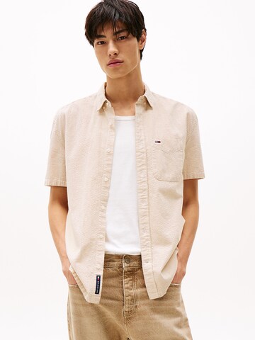 Tommy Jeans Regular Fit Hemd in Beige: Vorderseite