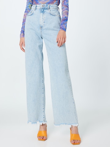 Gina Tricot Wide leg Jeans in Blauw: voorkant