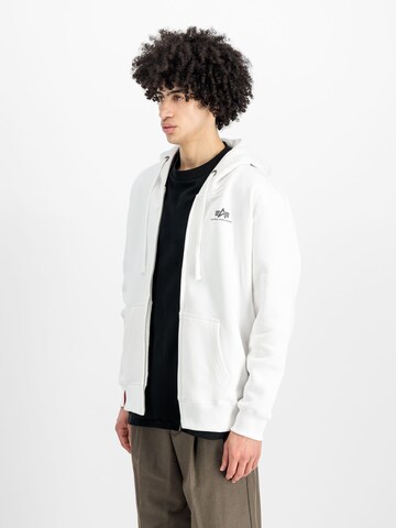 ALPHA INDUSTRIES Zip-Up Hoodie 'Basic Zip SL' in White