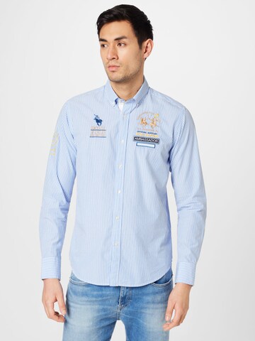 La Martina Regular fit Button Up Shirt in Blue: front