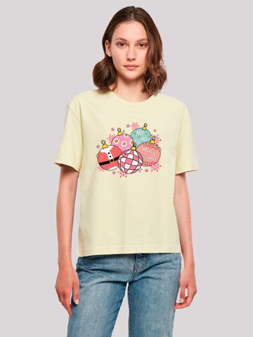 F4NT4STIC Shirt 'Pink Cute Christmas Tree Balls' in Gelb: Vorderseite