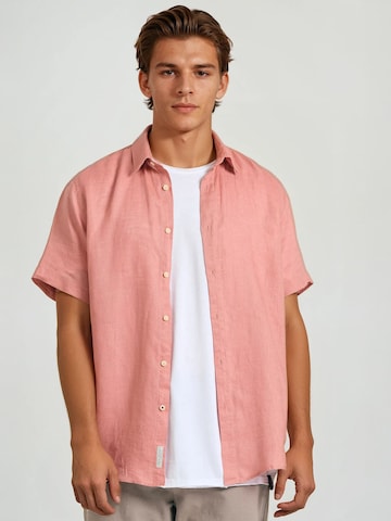 Funky Buddha Regular fit Overhemd in Oranje: voorkant
