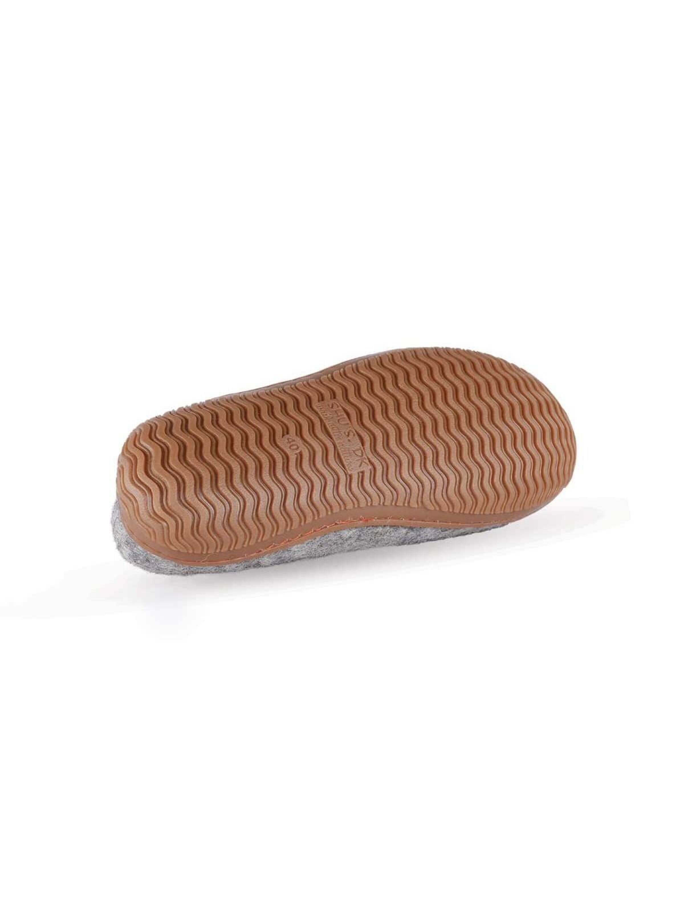 SHUS walk with nature Huisschoen 'Uldhjemmesko (100% ren uld) -m/Gummisål - Dansk Design fra SHUS' in Grijs