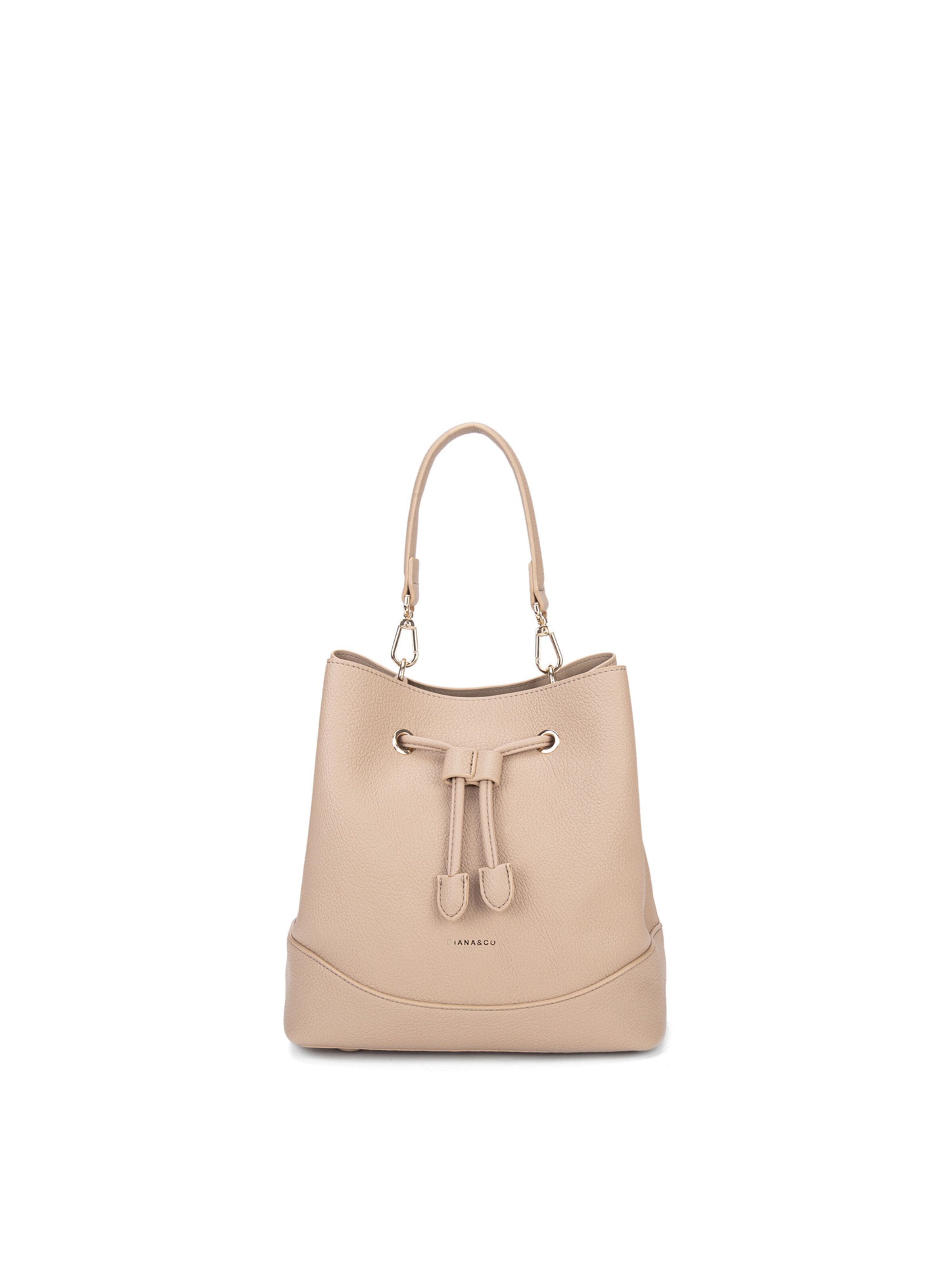 Borsa a mano 'Borsa a Mano Donna Vegan Leather con Coulisse e Tracolla Rimovibile' di Diana&Co. in beige: frontale